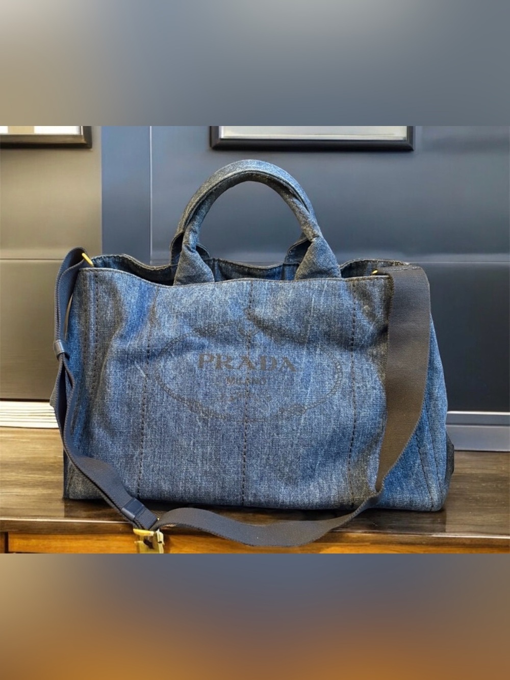 Prada Blue Canapa Shoulder bag